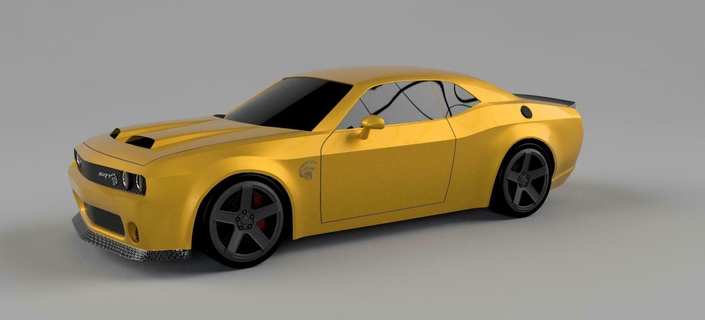 dodge challenger srt hellcat printable stampabile details models body muscle car 3d print model - Mito3D