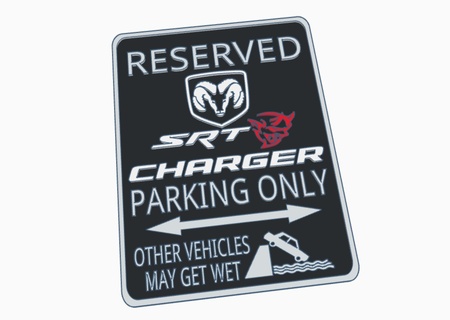 dodge charger srt demon parking sign dodge demon possessed charger srt hellcat  3d print model - Mito3D