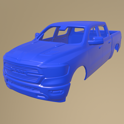 dodge ram 1500 crewcab sport 2019 printable car body game slot 1-10 separate parts scalextric tamiya rc miniz crawler kyosho axial traxxas micro 3d print model - Mito3D