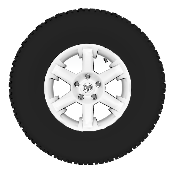 dodge ram 1500 wheel car detail high poly wheels rim tire race tread accessories 3D print model - Mito3D