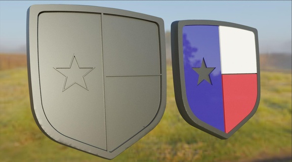 dodge ram texas flag emblem Art car truck auto style custom country shield lonestar 3d print model - Mito3D