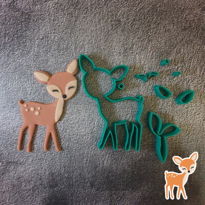 gama galleta cortador animal bambi pastel decoración cortadores fondant cerdo conejo adular alce 3d print model - Mito3D