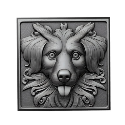 chien animal soulagement art animaux yeggi mito3d buste google pendentifs médaillon relief wall mur 3d print model - Mito3D