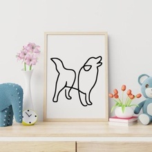 dog art minimal 2d animal wallart 3d print model - Mito3D