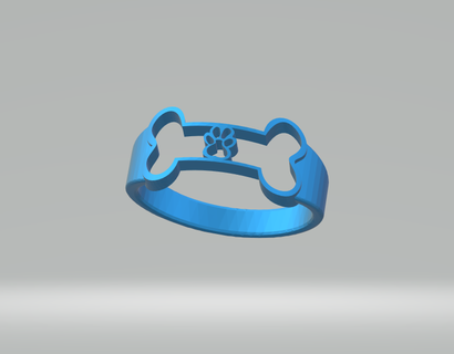 perro hueso anillo mascota estilo Moda amor 3d print model - Mito3D