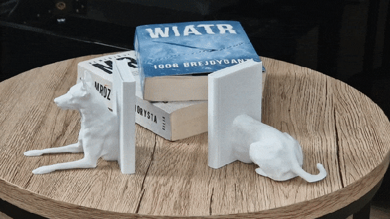 cane reggilibri fermalibri libro casa arredamento ufficio animale domestico mensola 3d print model - Mito3D