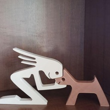 Hund Familie Mädchen Skulptur Ornamente Liebe 3d print model - Mito3D