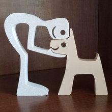 perro familia escultura adornos amor chico 3d print model - Mito3D