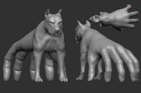 Hund Hand Monster Terror 3d print model - Mito3D