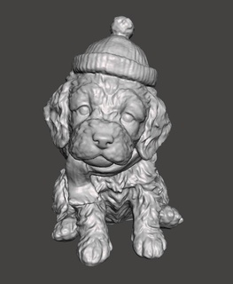 cão chapéu cachecol 3d Varredura arte escultura 3d print model - Mito3D
