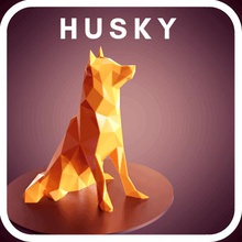 dog husky low poly art faceted statue animal pet 3dp 3d model sitting remix printing decor huskyhund can perro cane hond 3d print model - Mito3D