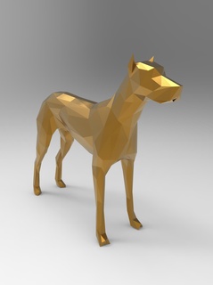 dog low poly animals art beautiful standing head 3d print model - Mito3D