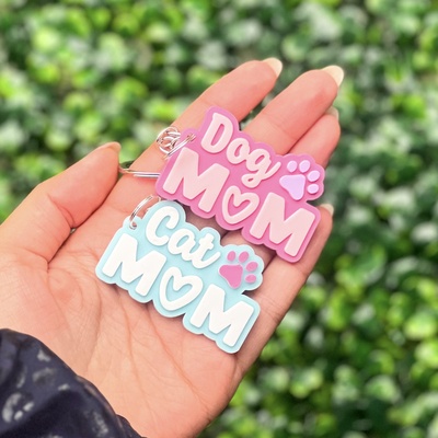 dog mom cat keychain dogmom dogs mother's day mothers 3d print model - Mito3D