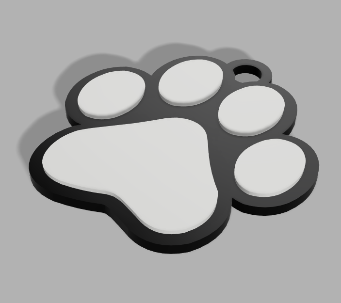 dog paw print - key ring 3D print model - Mito3D