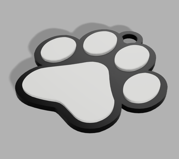 dog paw print - key ring print  3d print model - Mito3D