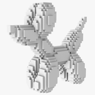 dog pixel art animal cartoon game cute character 8 bit puppy minimal 3d print model - Mito3D