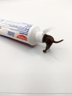 dog pooping toothpaste topper dog toothpaste cap topper pooping poop toothbrush dog toothpaste topper  3d print model - Mito3D