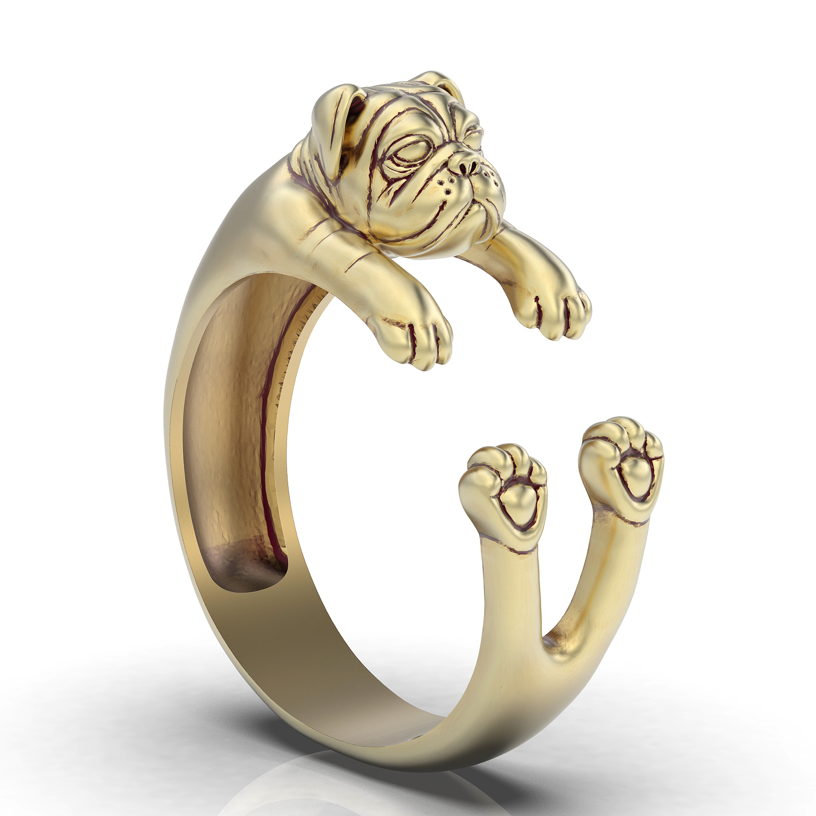 perro anillo joyería joya plata oro imprimible 3d modelo tendencia Moda diseño zbrush Tigre 3D print model - Mito3D