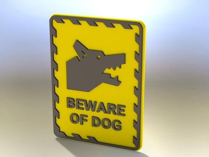 dog sign beware wall panel 3d print model - Mito3D