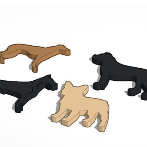 cane silhouette pack animali anello per chiavi 3D print model - Mito3D