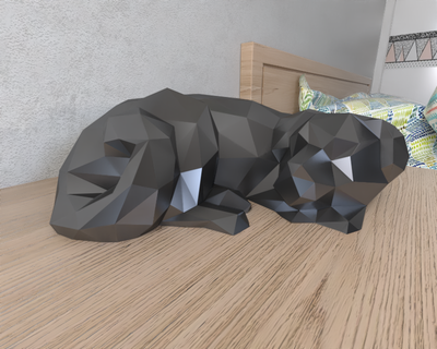 dog sleeping lowpoly animal geometric origami art sculpture statue faceted decorative model wall low poly fantasy 3d print model - Mito3D