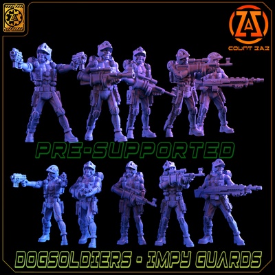 dog soldiers - 28mm imp guard elites bundle of 5 2000ad rogue trooper strontium imperial warfighter countzaz miniature 3dprint free supported hammer soldier hmg 3d print model - Mito3D