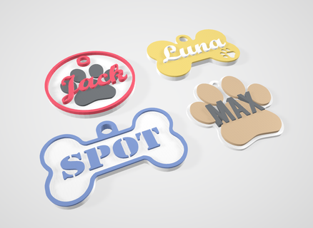 dog tag set - blanc tags pendant jack luna spot max necklace keychain 3d print model - Mito3D