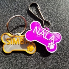 cão etiqueta v2 placa identificação prato Malku animal pescoço colarinho pingente cachorro mascote chave anel 3d print model - Mito3D