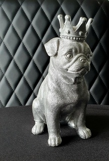 dog wearing crown - pug sculpture toy pooch bulldog ornament home decoration animal puppy majesty king 3d print model - Mito3D