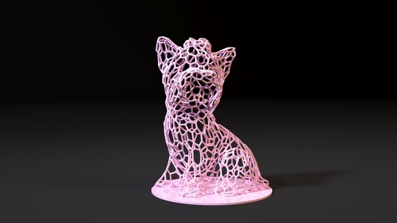 cane York cucciolo voronoi animale domestico mammifero carattere carina gioco animali arredamento decorazione arte 3d print model - Mito3D