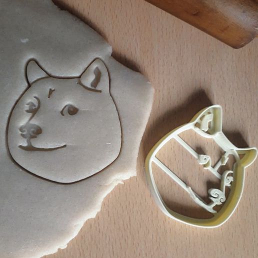 doge meme chien shiba inu célèbre biscuit pâte coupeur argile art Shiba Inu drôle blague Pâtisserie 3D print model - Mito3D