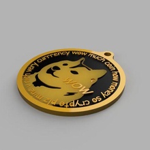 dogecoin keychain gadget coin currency dog crypto trading 3d print model - Mito3D