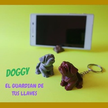 doggy trousseau impression facile de la mode anneau porte-clés smartphone tablette support booth 3d soutien 3d print model - Mito3D