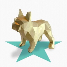 dogo fai da te pieghevole kit bellissima geometriche low poly diamante stile bulldog francese gioco animali papertoy forma di xl 3d print model - Mito3D