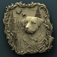 dog art cnc panno relief carved 3d stl model 3d print model - Mito3D