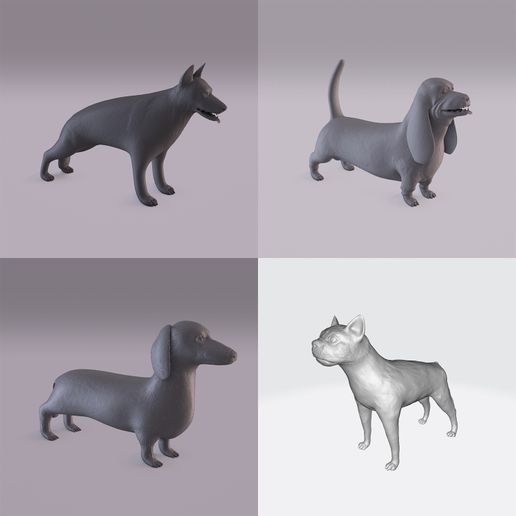 köpekler paket köpek hayvan Evcil Hayvan yerli Sanat oyuncak iç dekorasyon heykel heykelcik çoban daksund beşik av köpeği teriyer 3D print model - Mito3D