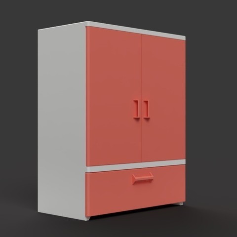 doll closet home wardrobe model furniture dolls house 3D print model - Mito3D