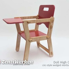 doll high chair cnc-style wedged mortise joints home model furniture zenziwerken stepcraft plywood cnc router 3d print model - Mito3D