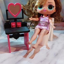 doll house dressing table barbie chelsea lol omg toy 1 12 scale 6 accessories furniture makeup 3d print model - Mito3D