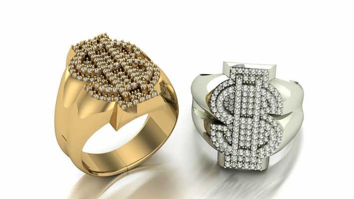 dollar signe bague bijoux anneaux d'or bagues argent pendentif boucles d'oreilles boucle d'oreille or blanc ayyaz166 dollars 3d print model - Mito3D