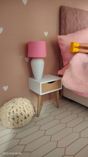 dollhouse1 6 scale bed lamp barbie dollhouse playhouse bedroom table nightstand light bedlamp 3d print model - Mito3D