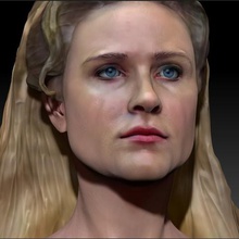 dolores abernathy westworld evan rachel wood bust art cyberpunk replicant action thriller sci-fi ficton science fiction sci fi cyborg robot actress sculpture zbrush likeness portrait naked nude beautiful sexy spaghetti cowgirl cowboy female lady woman mouth hair eyes head hbo netflix tv series movie western west world 3d print model - Mito3D
