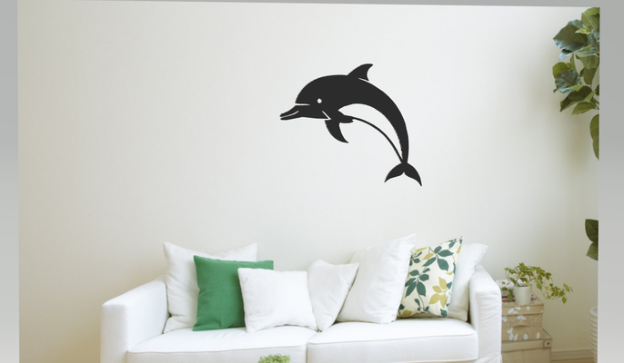 dauphin mur décor animaux animal vivant décoration accueil maison art ornement 2d 2dart mural wall2d mer 3d print model - Mito3D