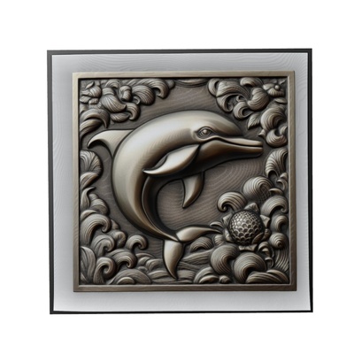 dauphin animal soulagement art animaux yeggi mito3d buste google pendentifs médaillon relief wall mur 3d print model - Mito3D