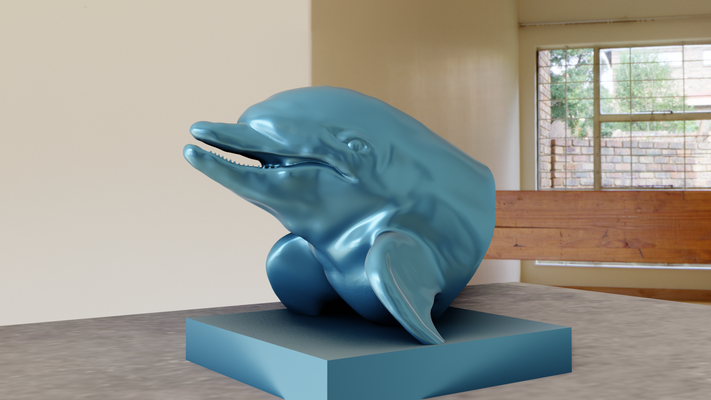 dauphin tête buste statue stl 3d impression fichier art mer océan miniature table animaux sculpture mur décor 3d print model - Mito3D