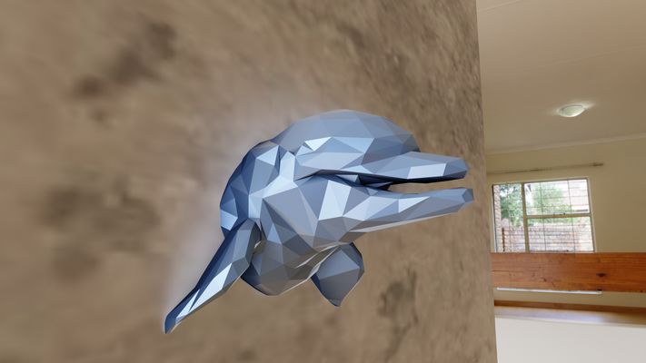 golfinho cabeça parede poli geométrico stl 3d impressão arquivo arte mar oceano miniatura tampo mesa animais escultura decoração 3d print model - Mito3D