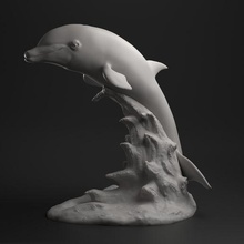 delfín saltar estatua Arte marina animal mar Oceano mamífero acuático miniatura figurilla escultura naturaleza esculturas 3d print model - Mito3D