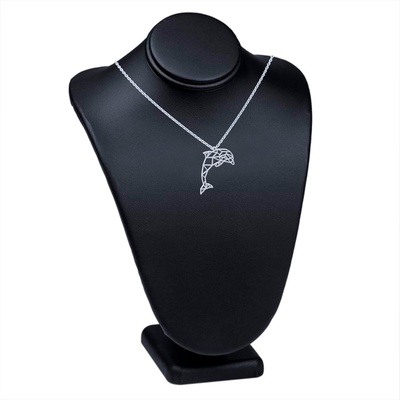 dolphin necklace 3d printing art fashion jewelry delfin polygonal stl fastprint 3d print model - Mito3D
