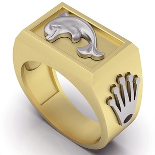 golfinho anel prata ouro joalheria imprimível 3d modelo tendência moda Projeto zbrush tigre 3d print model - Mito3D