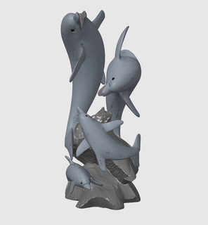 golfinho estátua água lago mar bambu laboratório qualificado 3d print model - Mito3D